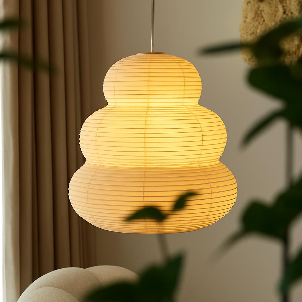 suspension noguchi en papier de riz style moderne - vue 2 sur 8