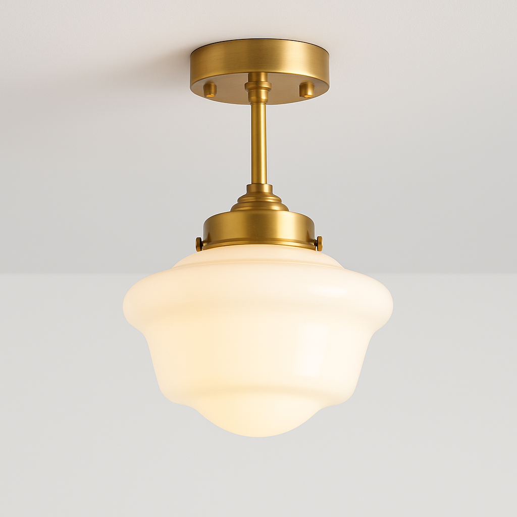 Suspension nordique dorée avec verre blanc - vue 3 sur 30