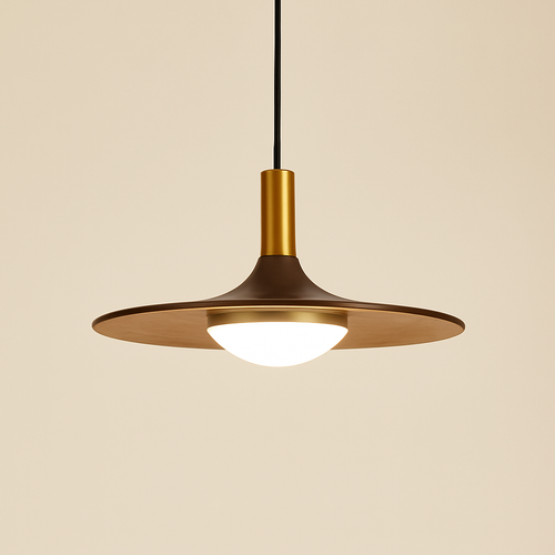 suspension nordique en bois et cuivre soucoupe volante pour intérieur