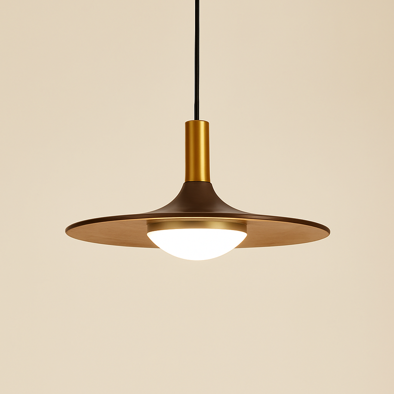 suspension nordique en bois et cuivre soucoupe volante pour intérieur