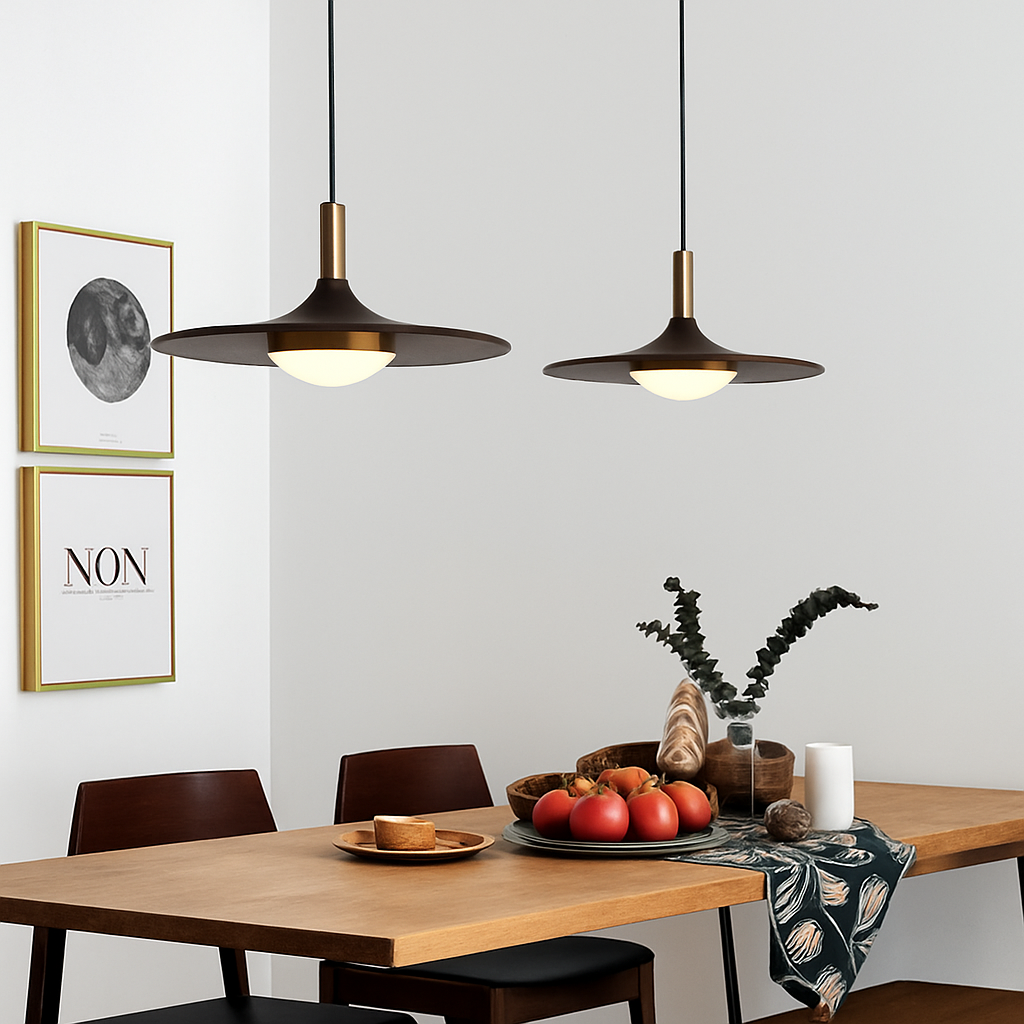 suspension nordique en bois et cuivre soucoupe volante pour intérieur - vue 4 sur 9