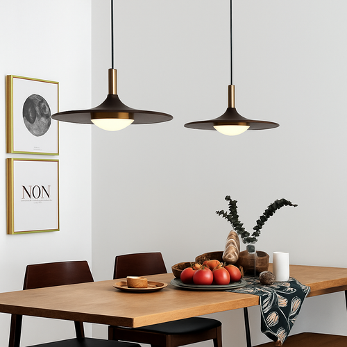 suspension nordique en bois et cuivre soucoupe volante pour intérieur