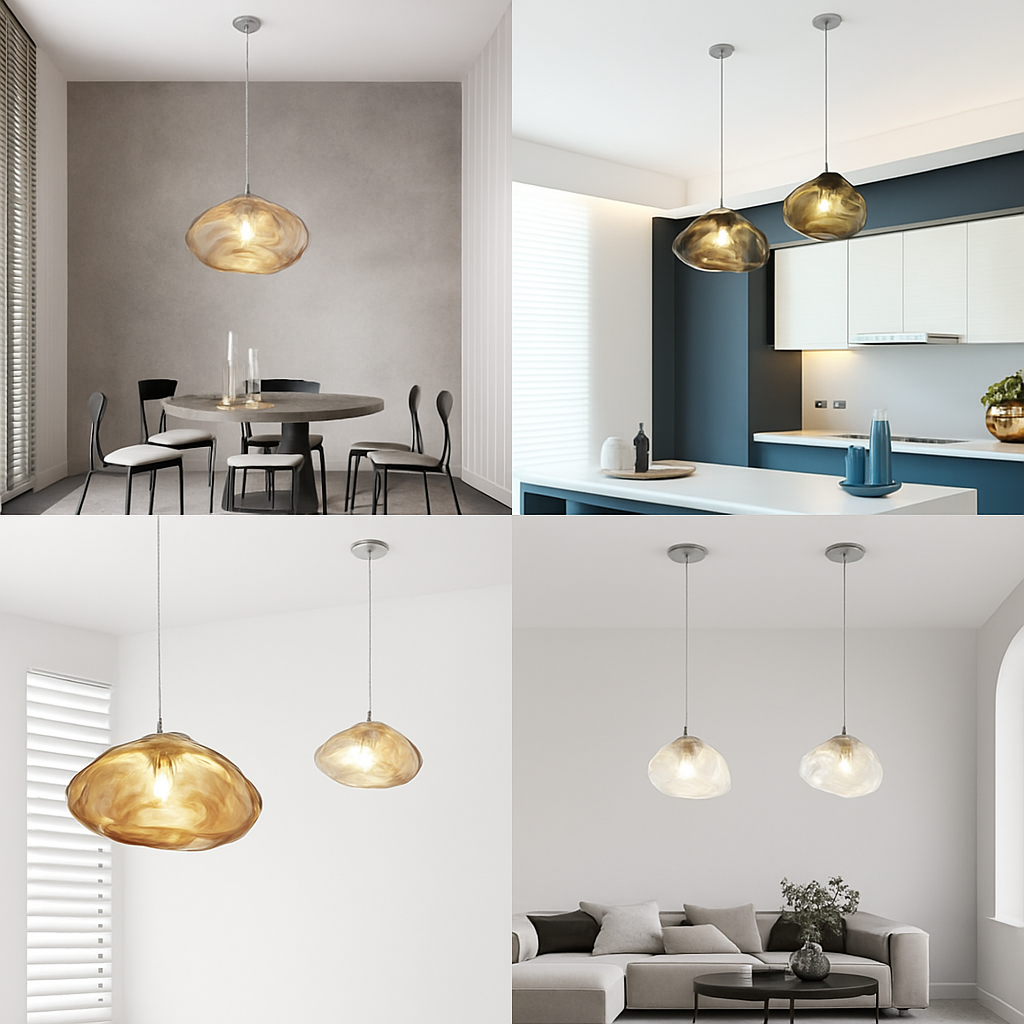 Suspension nordique en verre au Design nuage - vue 4 sur 9