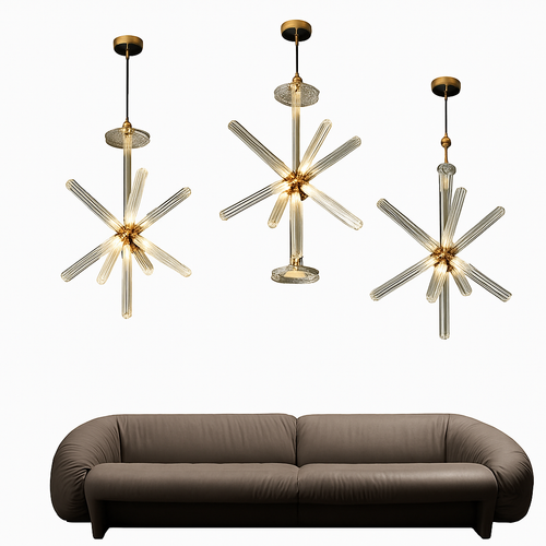 suspension nordique en verre transparent pour éclairage décoratif
