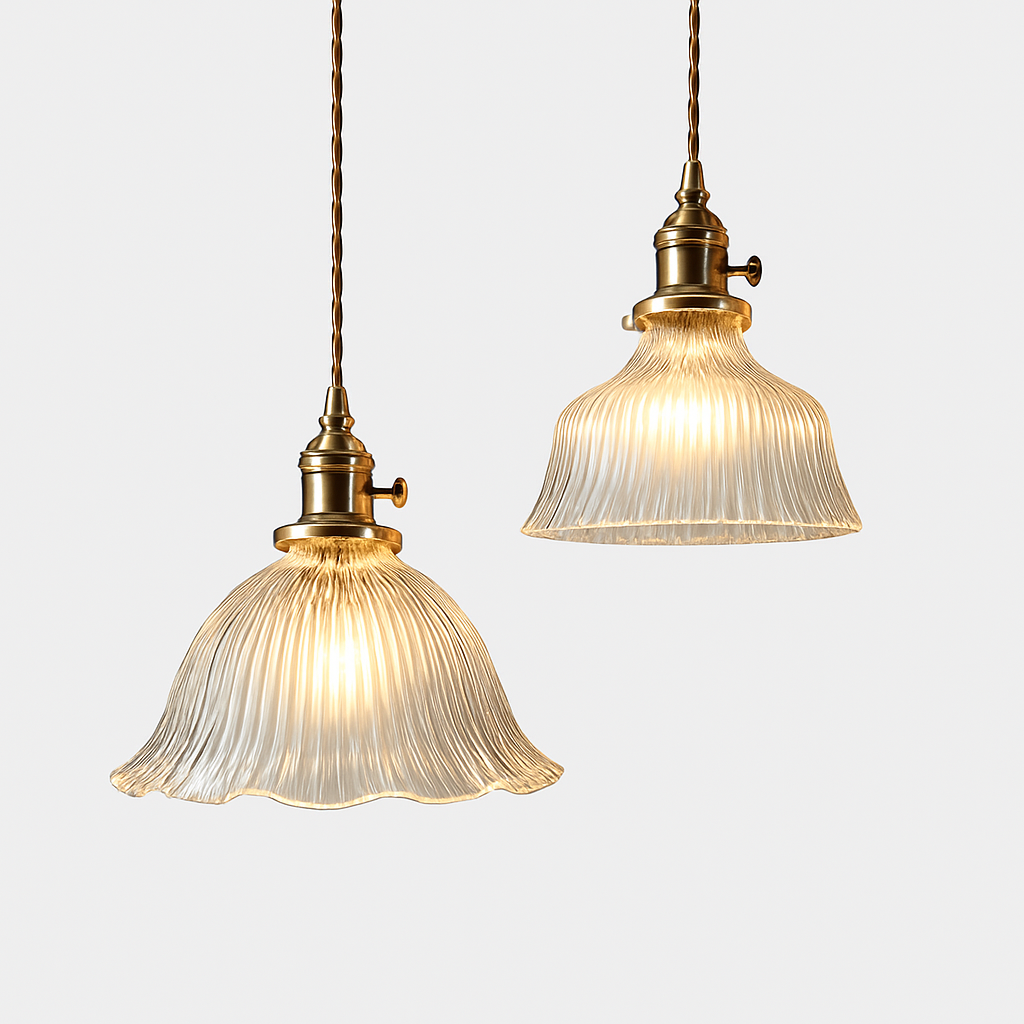 suspension nordique moderne avec abat-jour fleur en verre - vue 6 sur 30