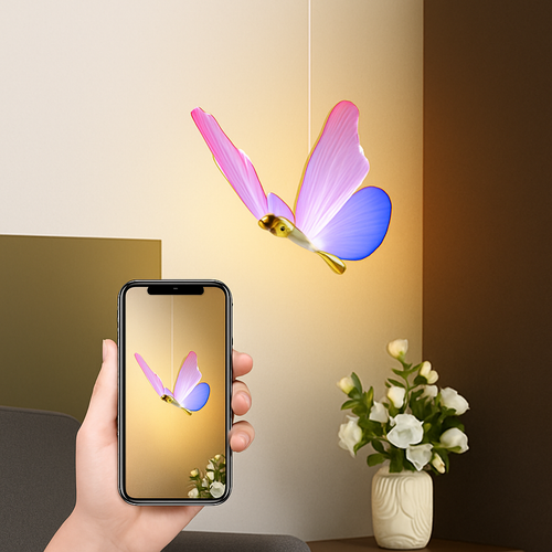 Suspension papillon LED moderne AC85-265V acrylique intérieur décoratif chambre à manger chevet lustre 3 couleurs plafonnier - vue 3 sur 15