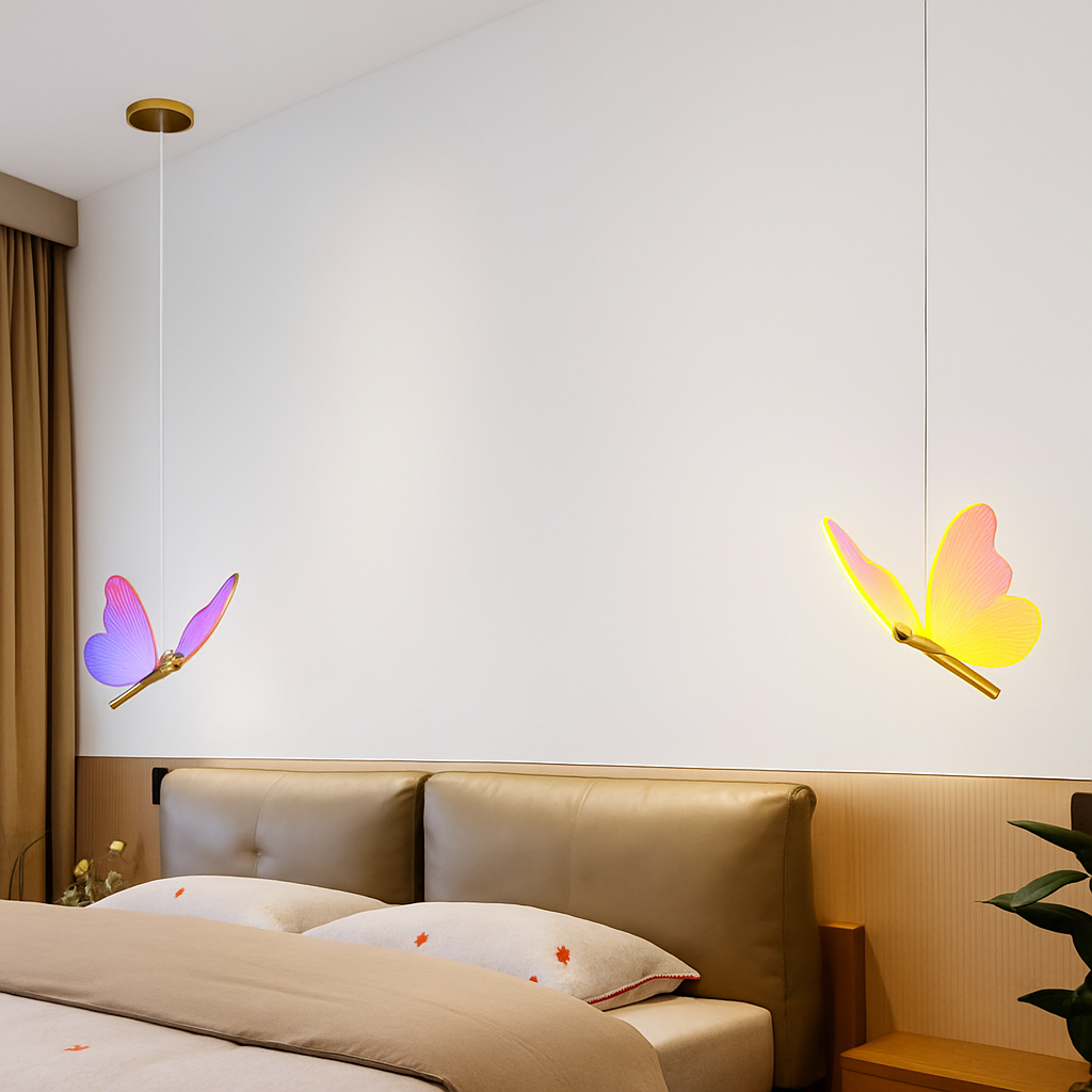 Suspension papillon LED moderne AC85-265V acrylique intérieur décoratif chambre à manger chevet lustre 3 couleurs plafonnier - vue 5 sur 15