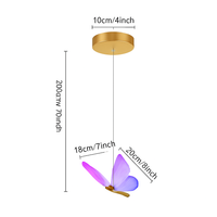 Suspension papillon LED moderne AC85-265V acrylique intérieur décoratif chambre à manger chevet lustre 3 couleurs plafonnier