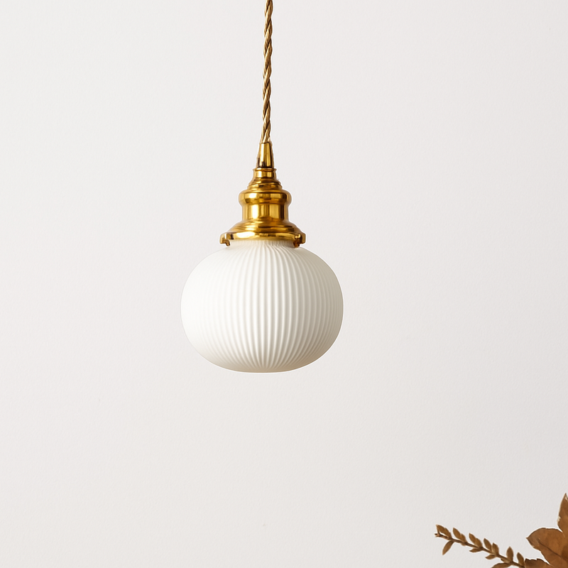 Suspension rétro avec abat-jour en céramique blanc Letten