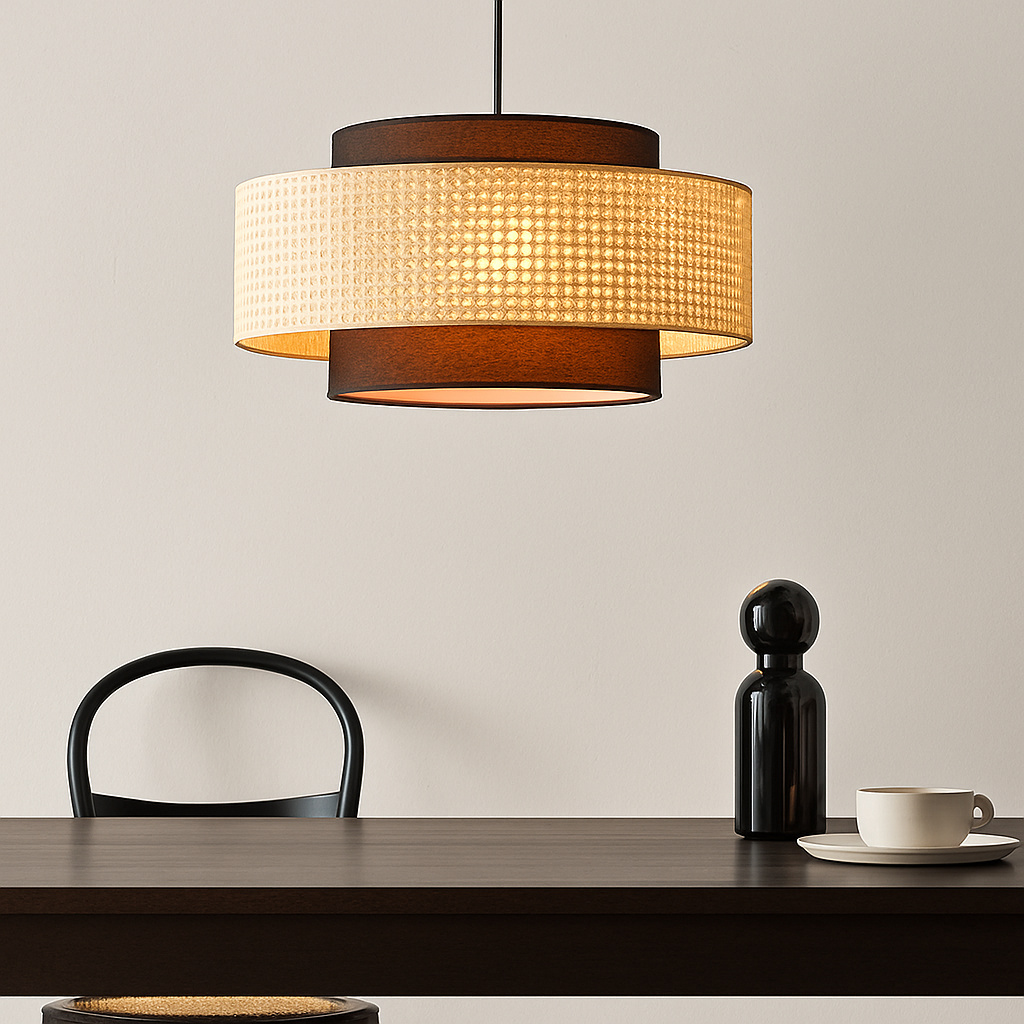 suspension rétro en rotin tissé pour décoration intérieure - vue 5 sur 9