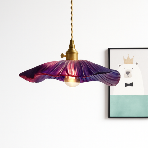 suspension rétro en verre laiton forme de fleur