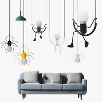 Suspension rétro nordiques petit fer homme araignée lampe suspendue lumière d'escalade LED pour Loft chambre d'enfants café Bar