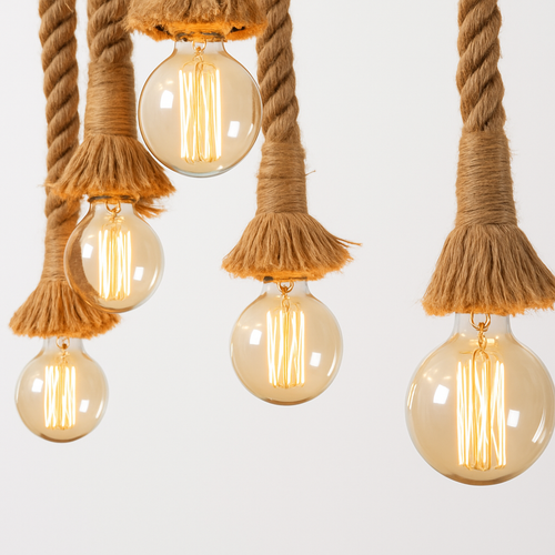 Retro vintage hemp rope industrial loft pendant light - vue 2 sur 8