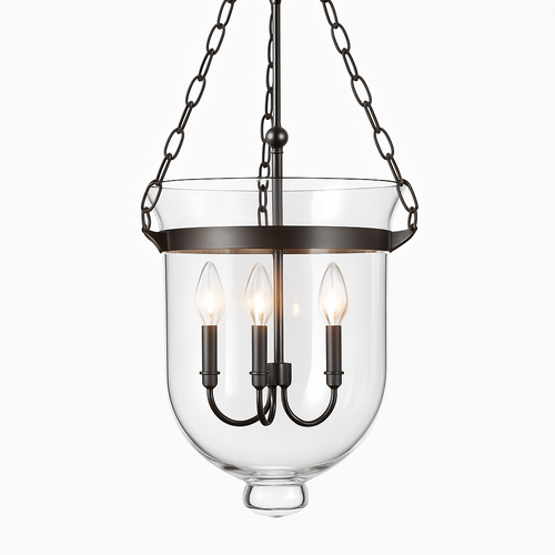 Suspension rustique en verre et métal rétro