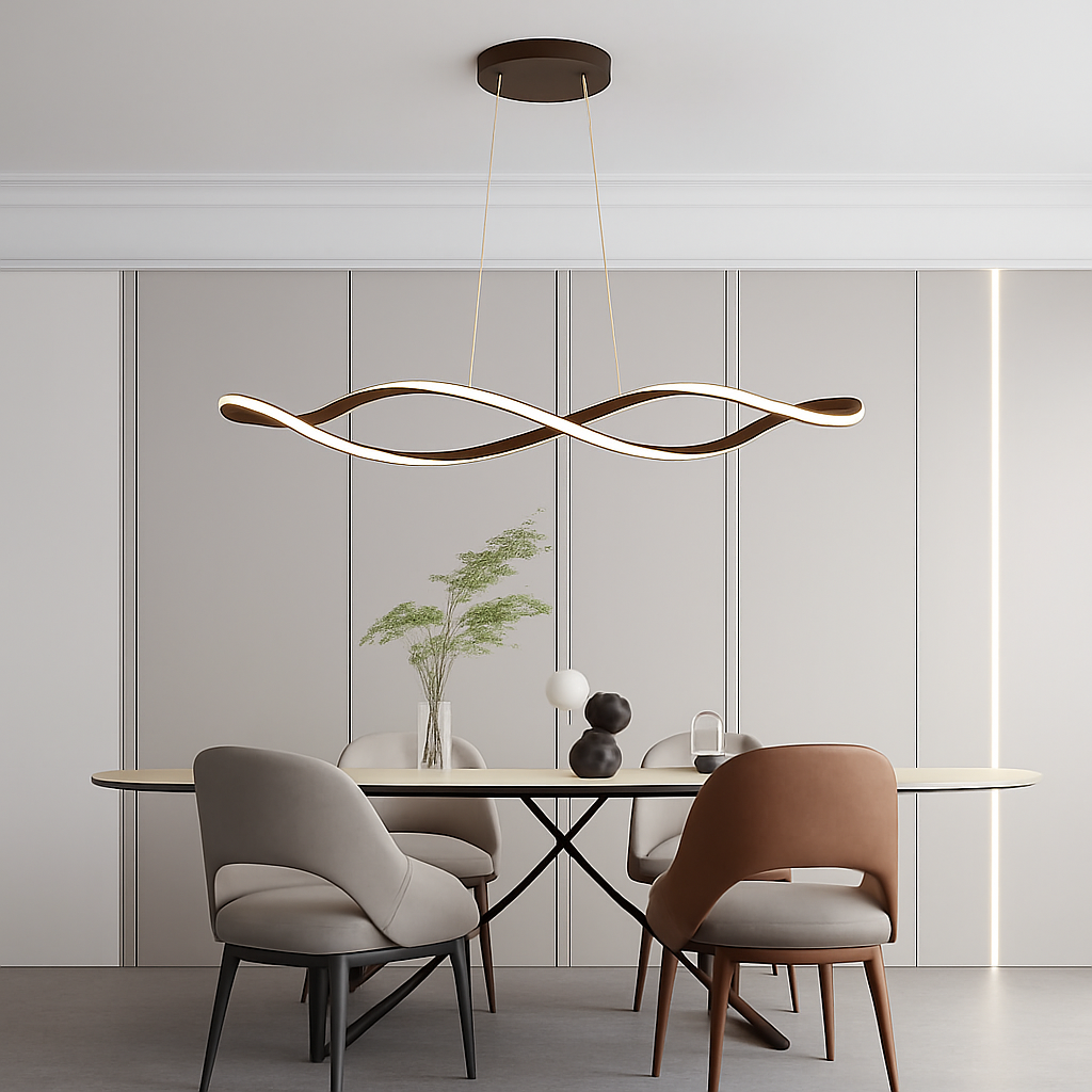 Suspension Suspension LED Lustres LED modernes pour salle à manger salon chambre L92cm Or / Chrome / Noir Télécommande / Contrôle APP - vue 4 sur 9
