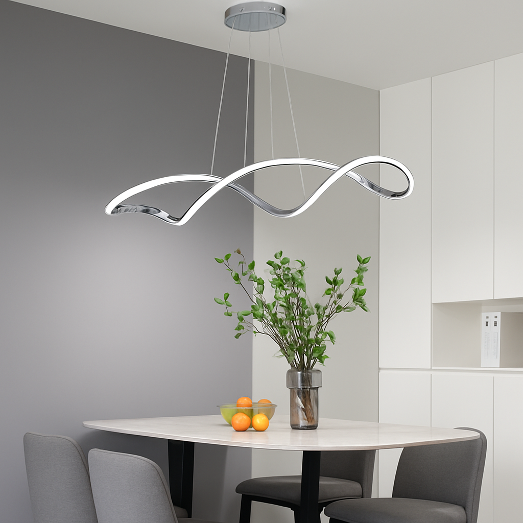 Suspension Suspension LED Lustres LED modernes pour salle à manger salon chambre L92cm Or / Chrome / Noir Télécommande / Contrôle APP - vue 4 sur 9