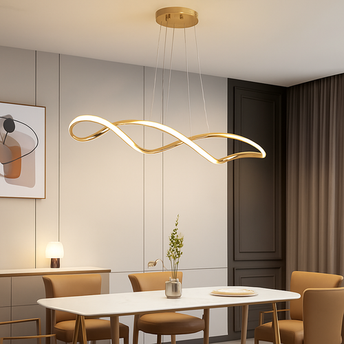 Suspension Suspension LED Lustres LED modernes pour salle à manger salon chambre L92cm Or / Chrome / Noir Télécommande / Contrôle APP