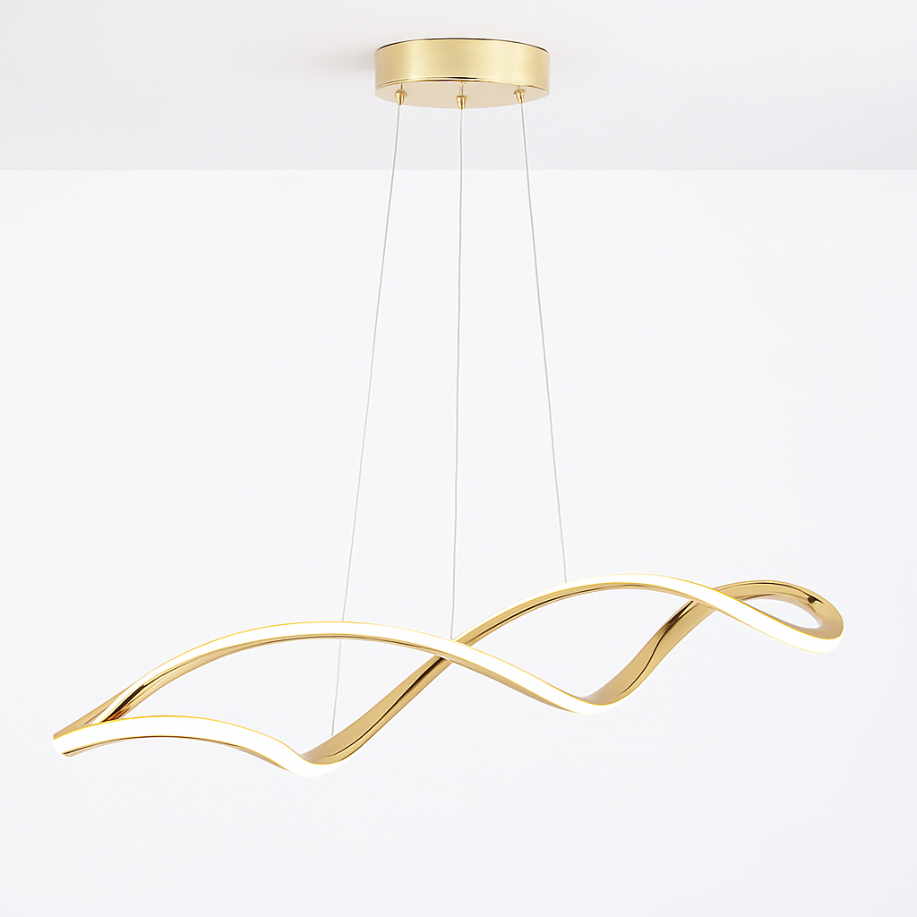 Suspension Suspension LED Lustres LED modernes pour salle à manger salon chambre L92cm Or / Chrome / Noir Télécommande / Contrôle APP - vue 6 sur 9