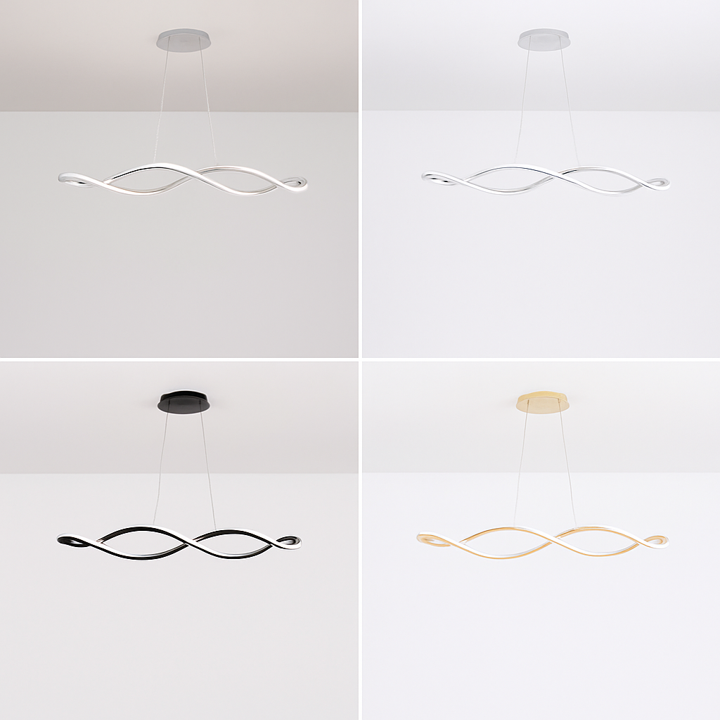 Suspension Suspension LED Lustres LED modernes pour salle à manger salon chambre L92cm Or / Chrome / Noir Télécommande / Contrôle APP - vue 7 sur 9