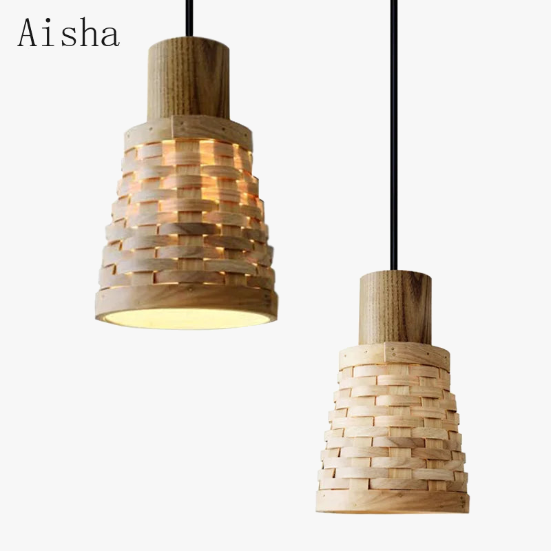 suspension vintage en bambou luminaire créatif wabi-sabi décor personnalisé