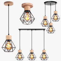 suspension vintage en bois industriel luminaire led suspendu