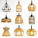Vintage pendant light with hemp rope and iron for cafés and bars