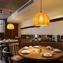 Vintage pendant light with hemp rope and iron for cafés and bars