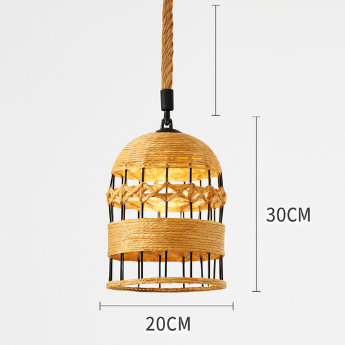 Vintage pendant light with hemp rope and iron for cafés and bars - vue 16 sur 17
