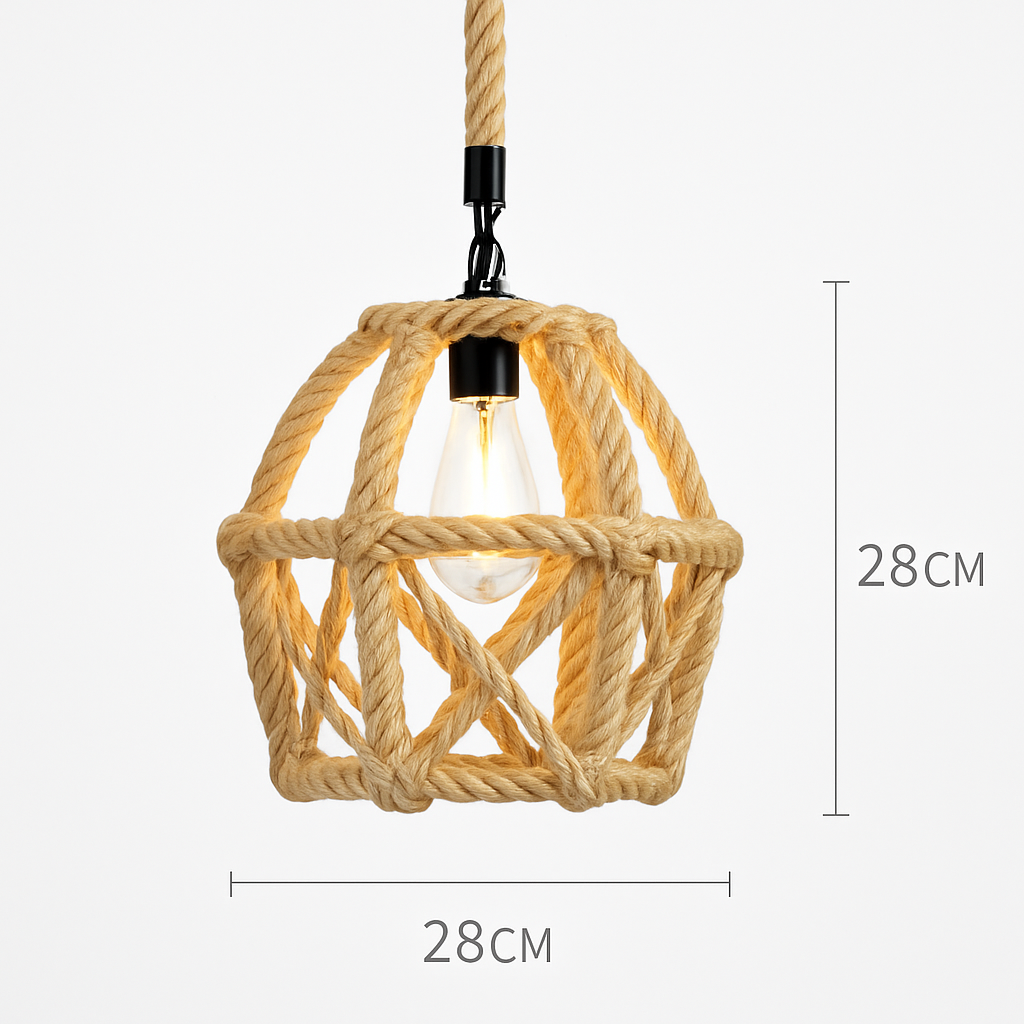 Vintage pendant light with hemp rope and iron for cafés and bars - vue 17 sur 17