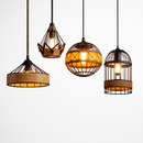 Vintage pendant light with hemp rope and iron for cafés and bars