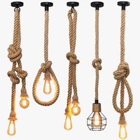 Vintage hemp rope pendant light retro industrial lighting