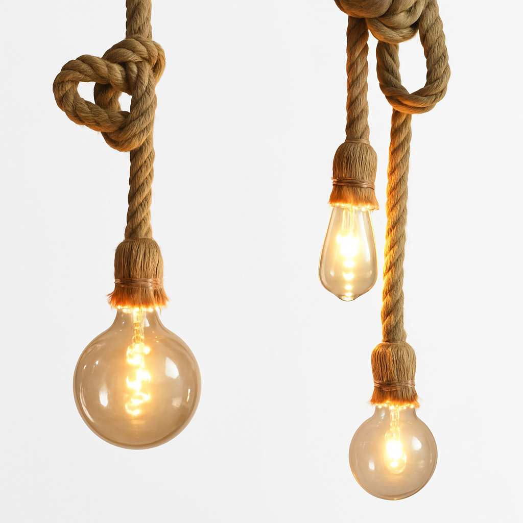 suspension vintage en corde de chanvre style industriel créatif