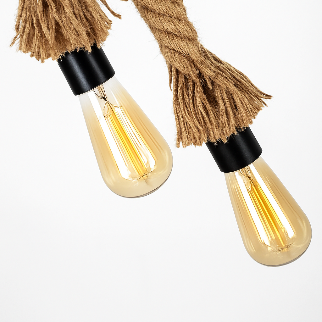 Creative industrial style vintage hemp rope pendant light - vue 8 sur 8