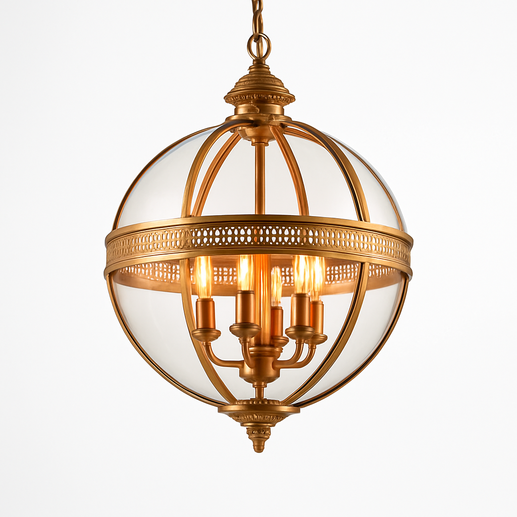 suspension vintage en fer forgé avec abat-jour en verre - vue 2 sur 2