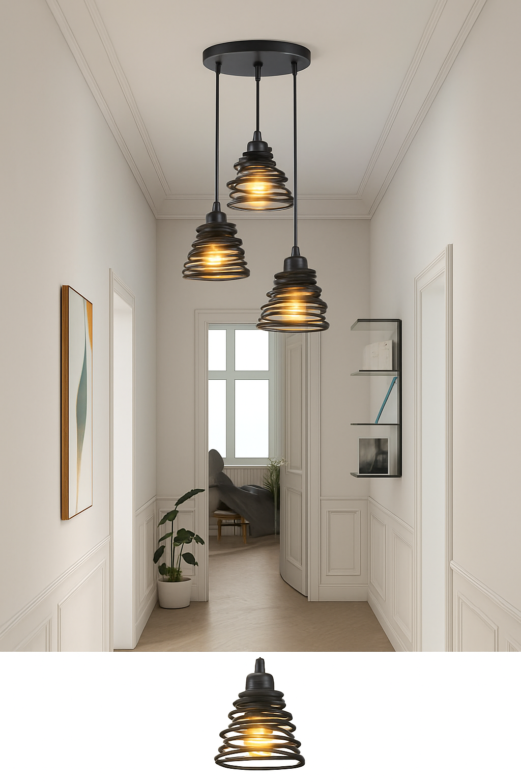 Suspension vintage en fer forgé pour intérieur moderne - vue 5 sur 18