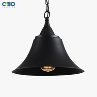Vintage black metal horn design pendant light for interiors