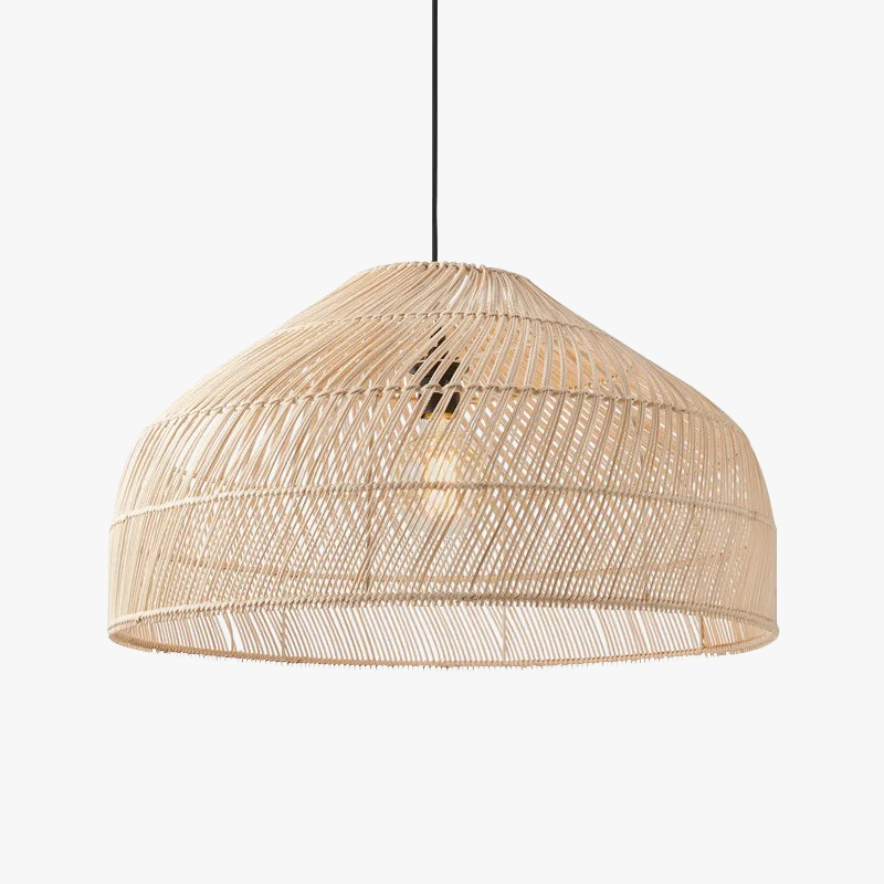 suspension vintage en rotin style asiatique pour décoration intérieure