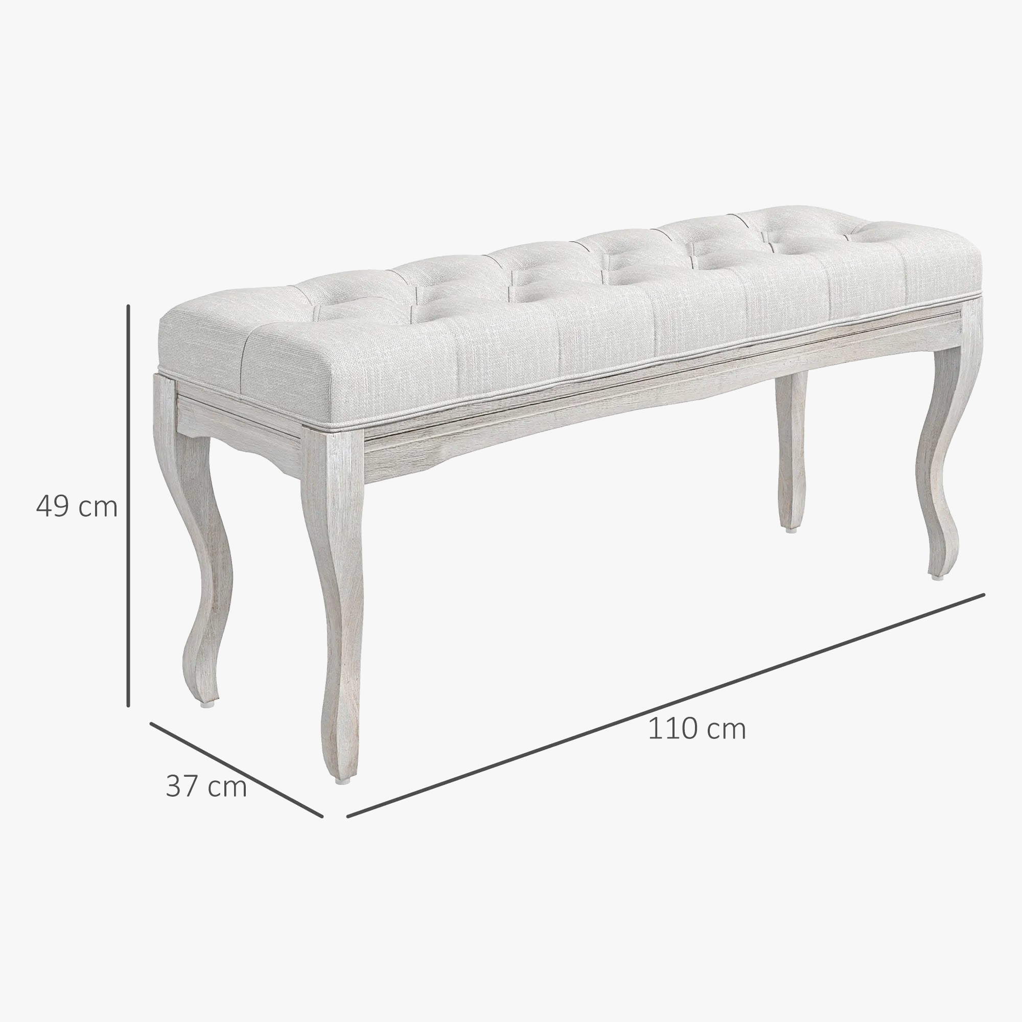 tabouret rembourré pour pied de lit avec pieds en bois