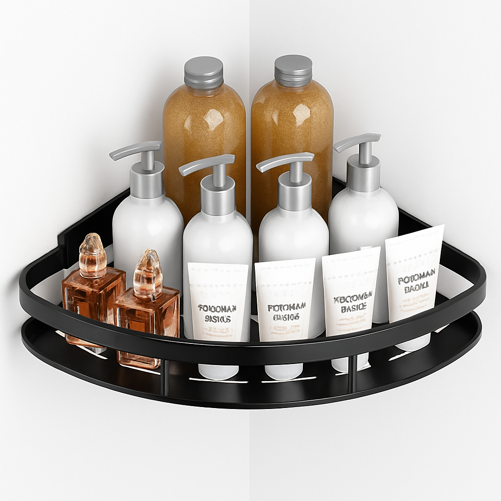 étagère murale en aluminium pour shampoing et maquillage sans perçage - vue 4 sur 6