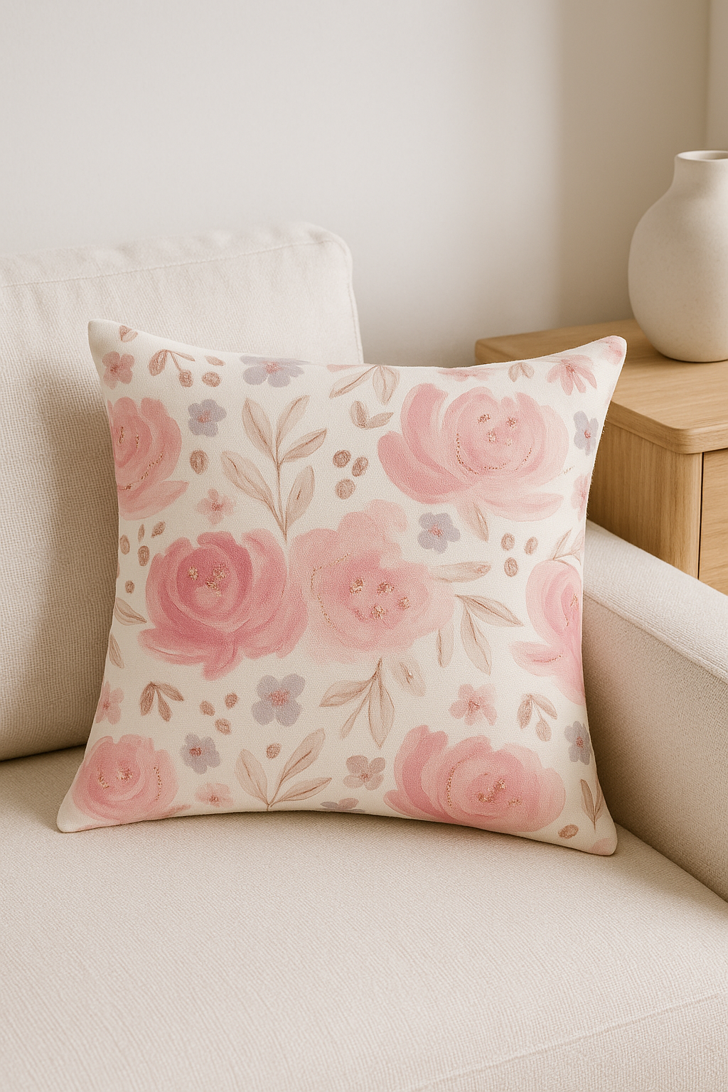 taie d'oreiller carrée fleurs style frais 45x45 cm