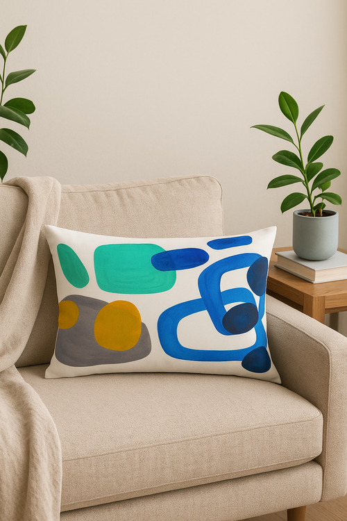 taie d'oreiller décorative avec motifs géométriques et soutien lombaire