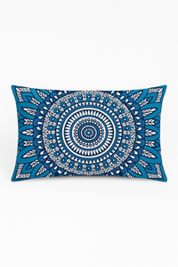 taie d'oreiller rectangulaire à motifs fleuris et feuillus bleus