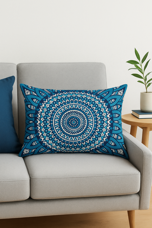 taie d'oreiller rectangulaire à motifs fleuris et feuillus bleus
