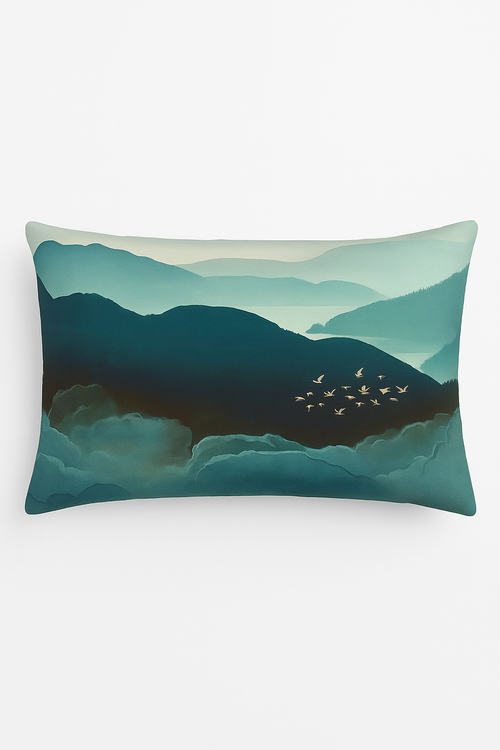 taie d'oreiller rectangulaire en polyester style aquarelle chinois