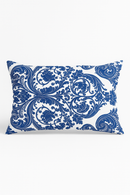 taie d'oreiller rectangulaire fleurs et feuilles bleues décoratives