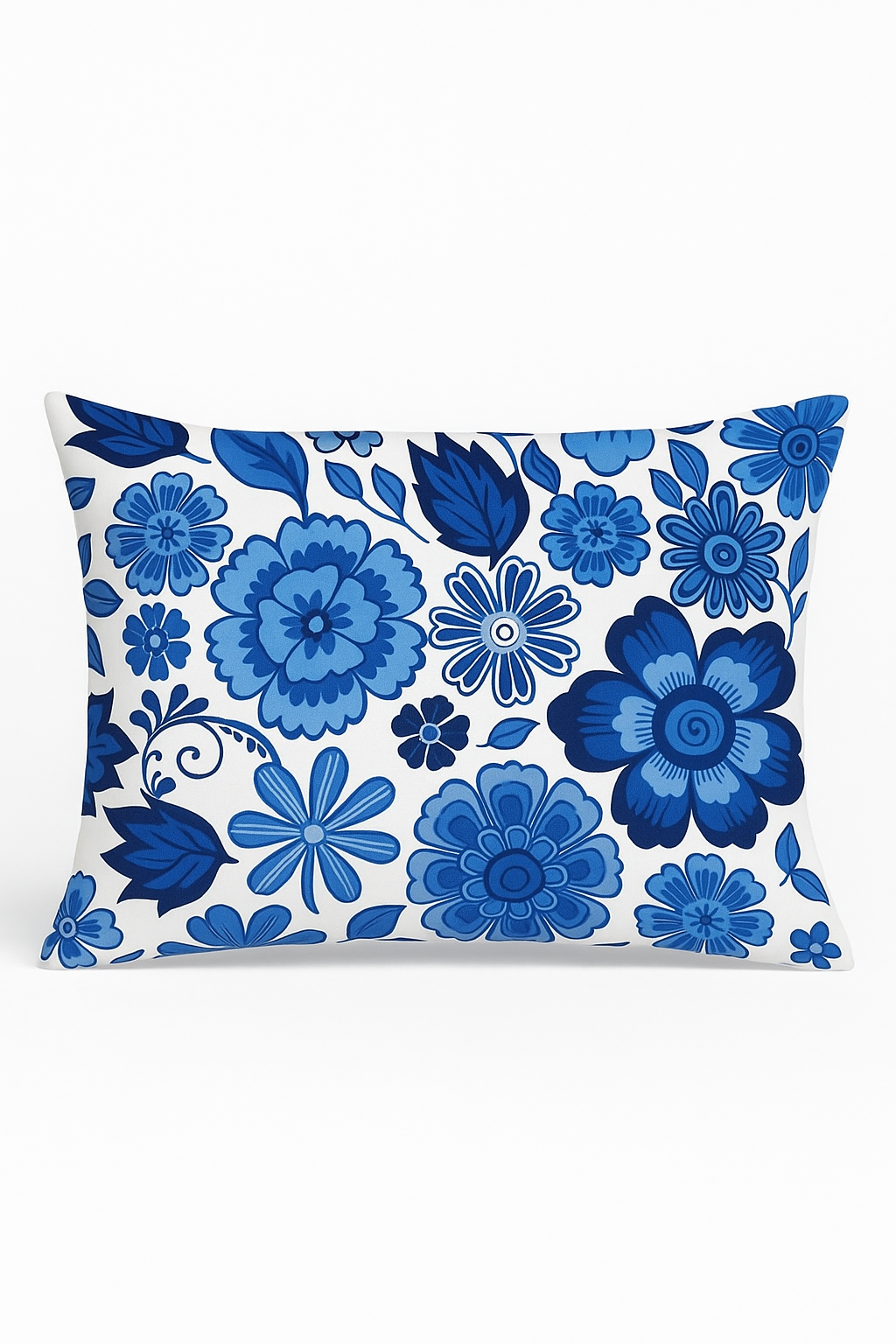 taie d'oreiller rectangulaire motif rayé fleurs bleues pour la maison - vue 2 sur 2