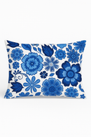 taie d'oreiller rectangulaire motif rayé fleurs bleues pour la maison
