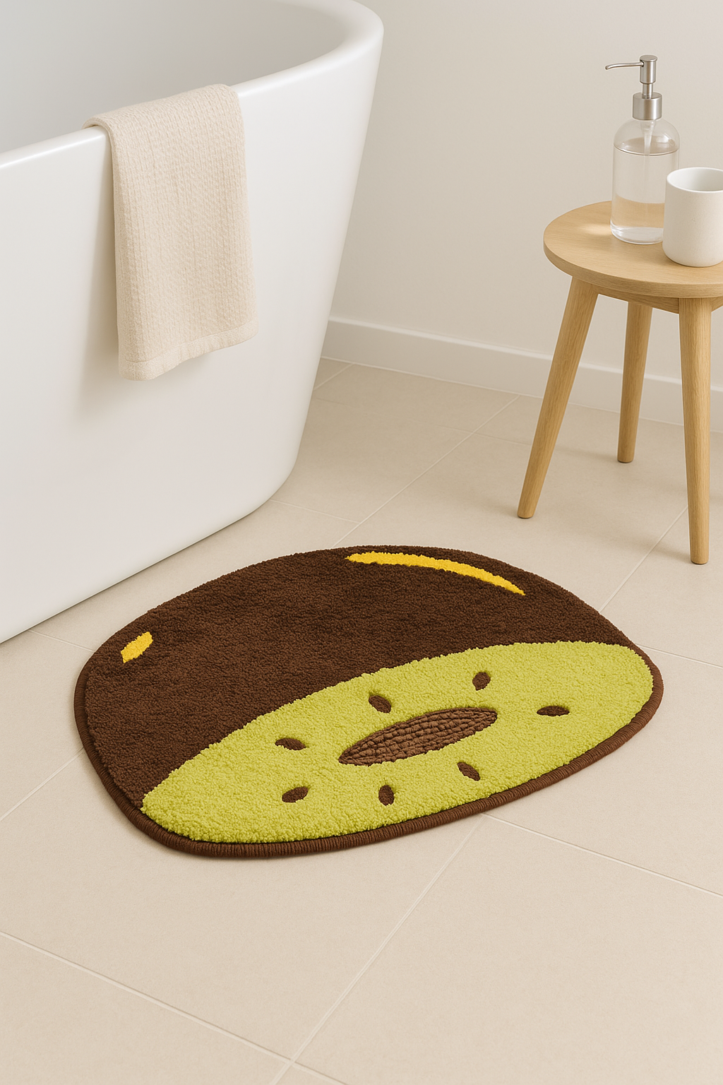Tapis de bain absorbant motif citron enfant antidérapant
