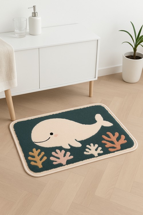Tapis de bain antidérapant flanelle motif moderne