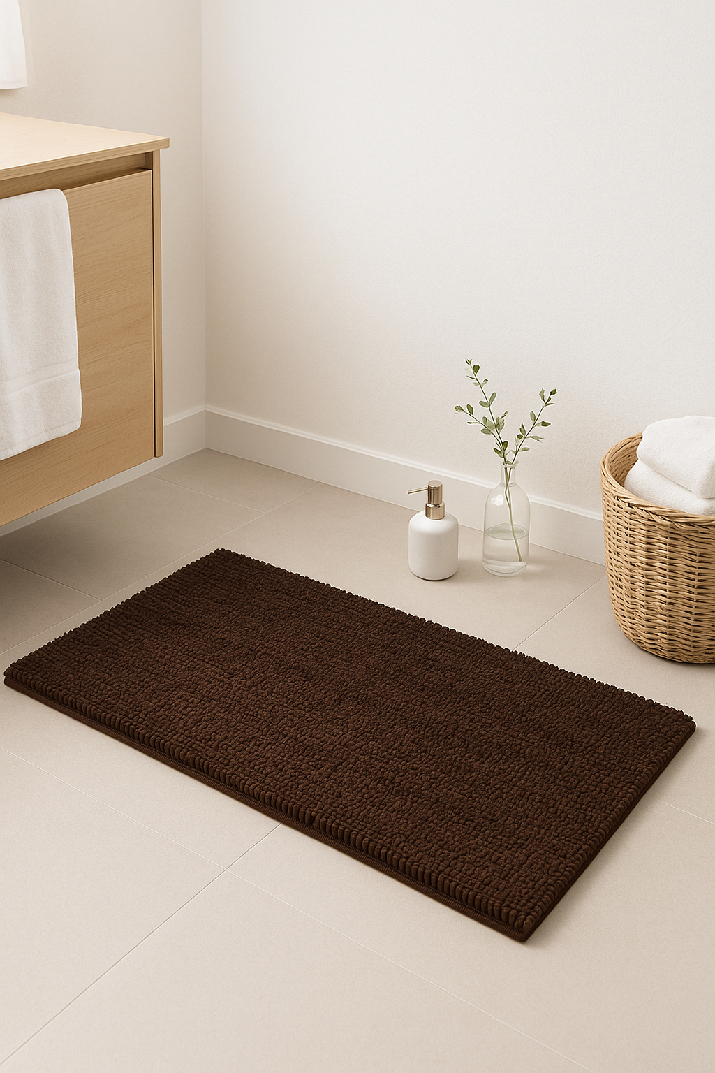 Tapis de bain chenille absorbant antidérapant séchage rapide - vue 3 sur 2